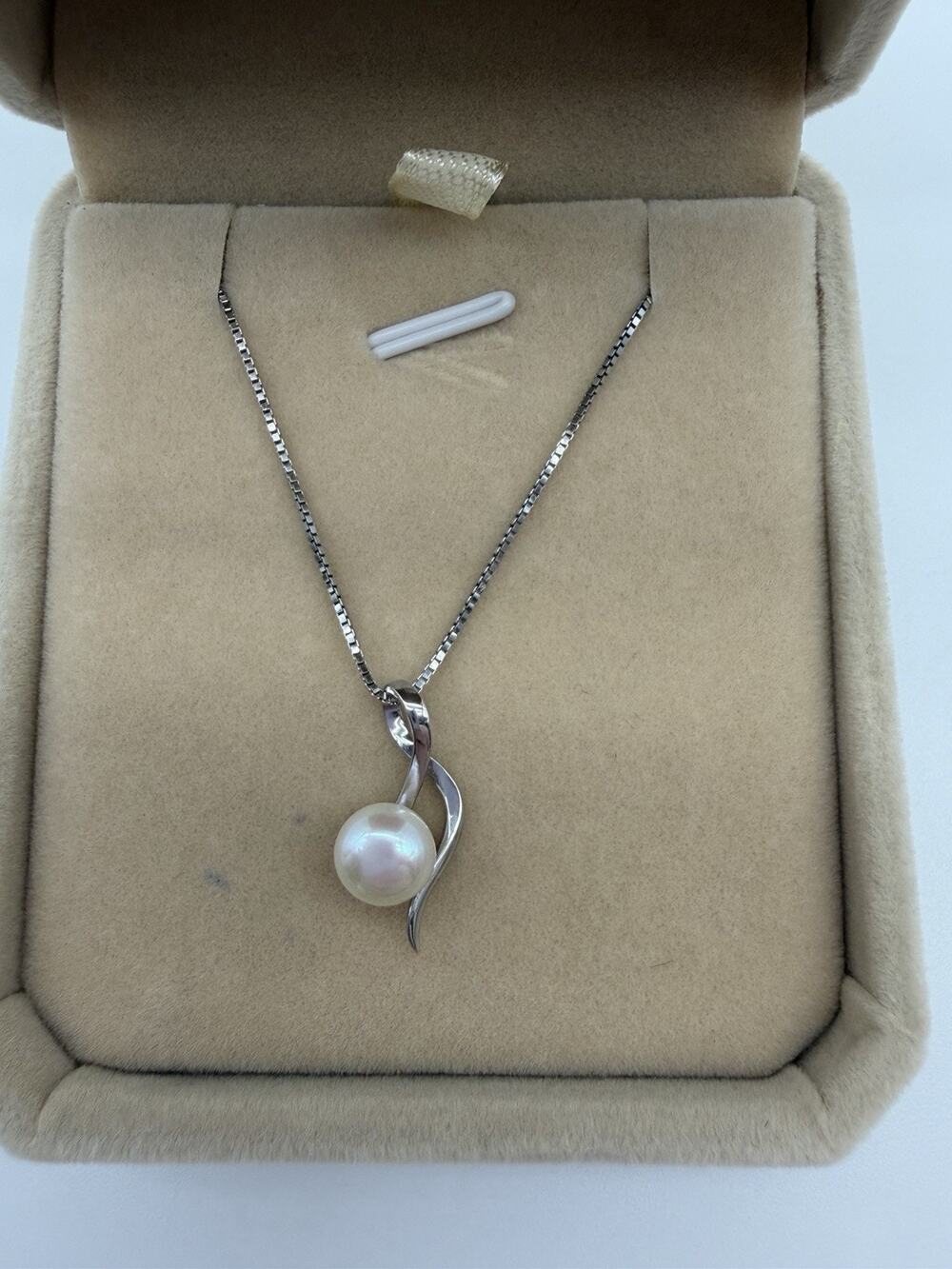 Fine Jewelry 7-7.5mm Fresh Water Pearl 925 Silver 18” Plated 18k White Gold